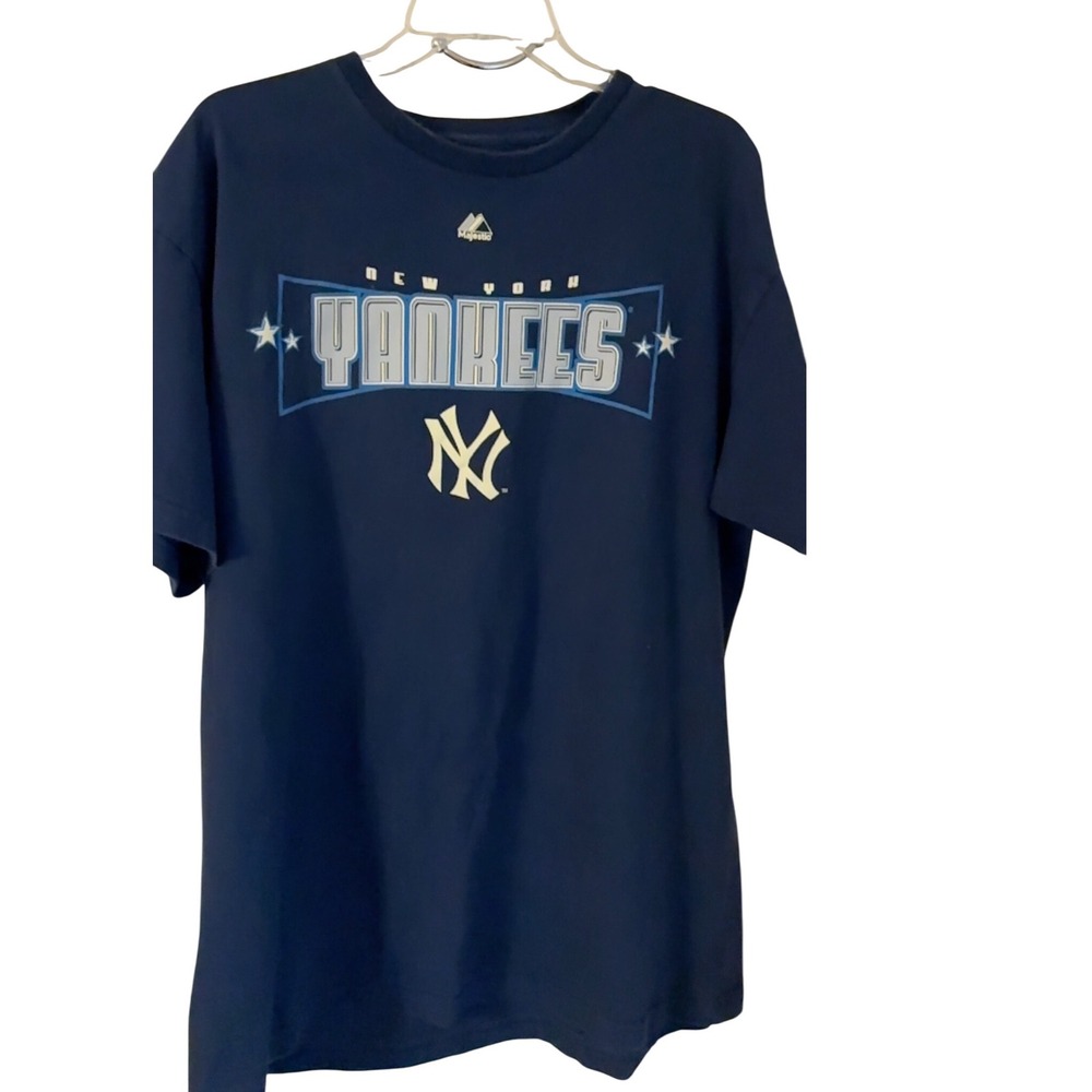 Majestic New York Yankees‎ Baseball History T Shirt Mens Navy Blue Size XL